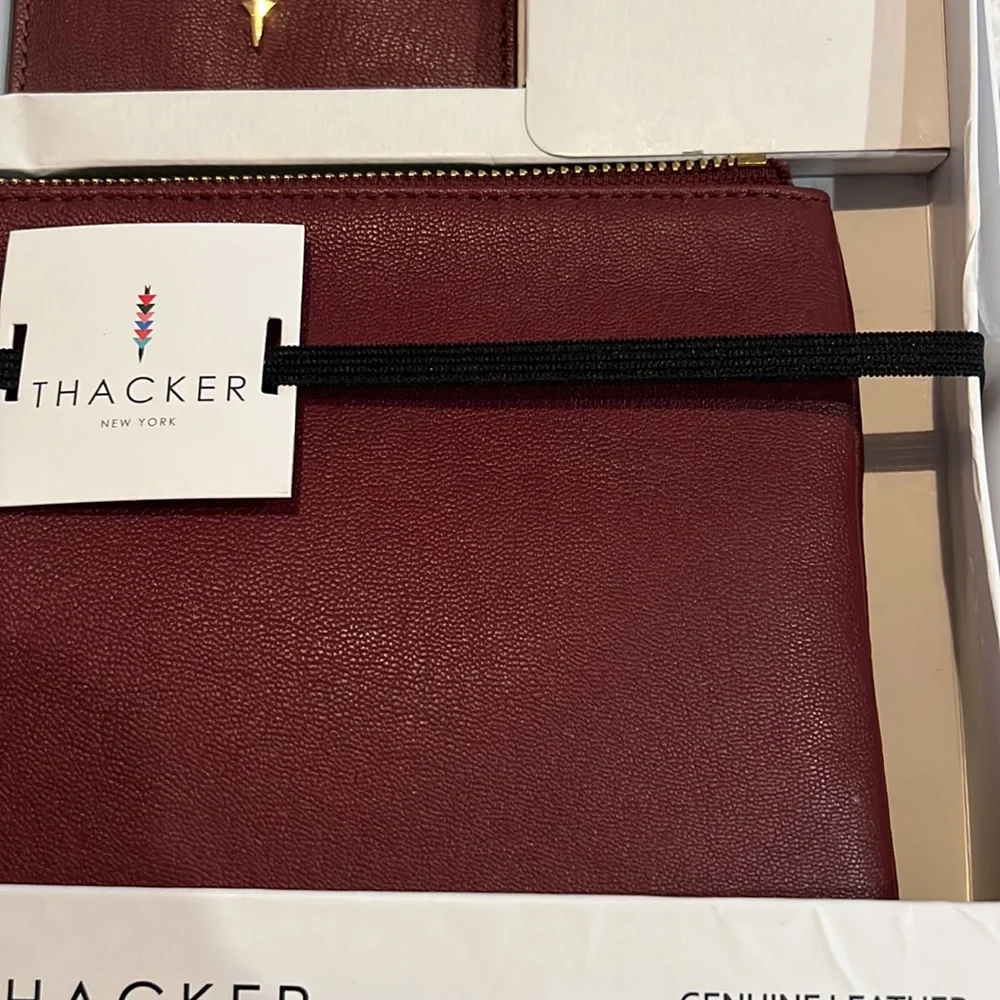 Thacker New York‎ genuine leather clutch and card case 2 piece gift set, NWT